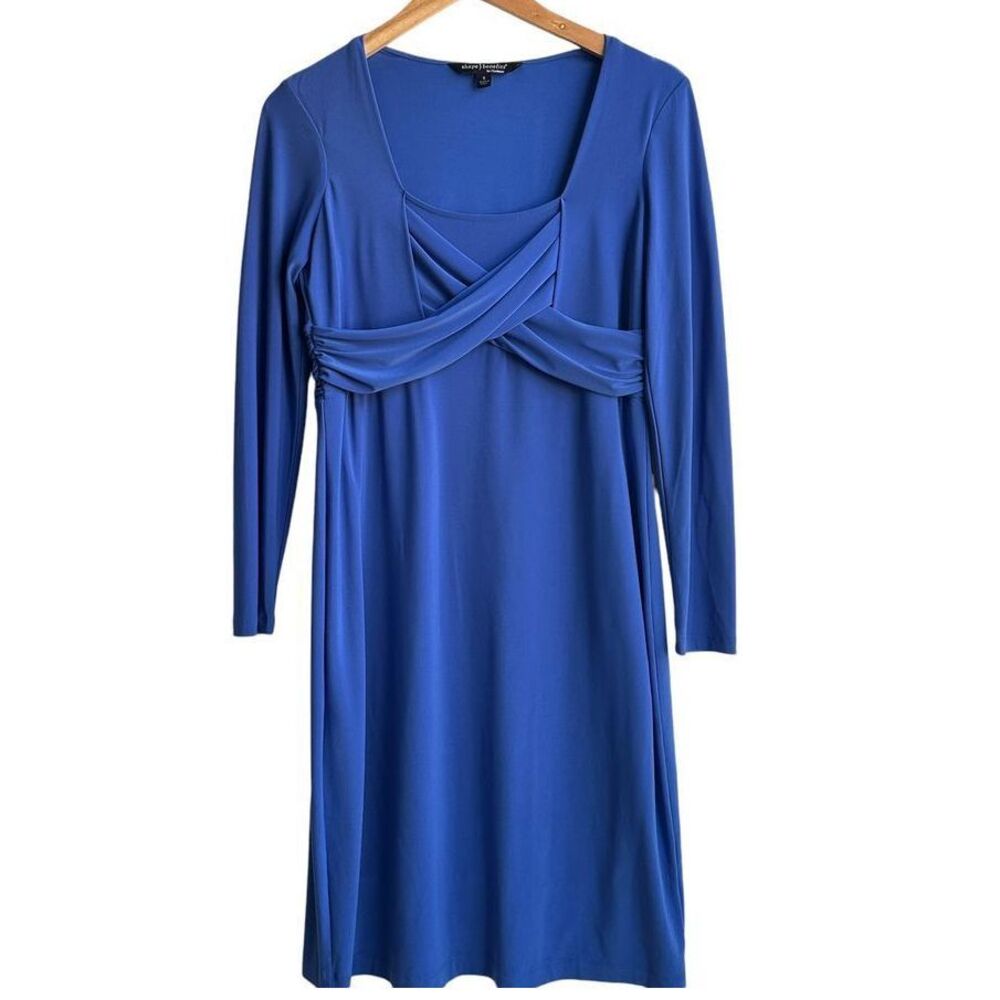 Shape Benefits by Chadwicks Dress Ruching Blue‎ Size 6 Career Cocktail